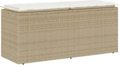 Produktbild von Gartenbank mit Kissen Beige 110x40x44 cm Poly Rattan