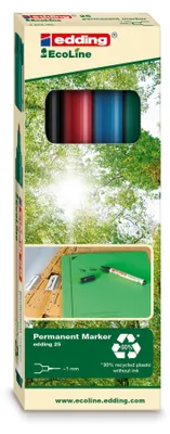 Produktbild von Edding EcoLine 25, Schwarz, Blau, Grün, Rot, Rundspitze, Mehrfarbig, Kunststoff, 1 mm, Tinte auf Alkoholbasis