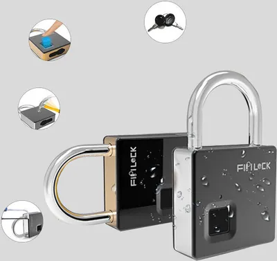 Immagine prodotto di Lucchetto intelligente con impronte digitali Lucchetto da viaggio all'aperto IP65 impermeabile Biometrico Intelligente Chiave antifurto con chiave - Argento