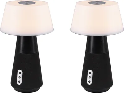 Produktbild von 2er SET LED Akku Nachttischlampen ohne Kabel, Bluetooth Lautsprecher, Tageslicht