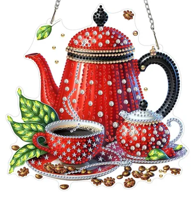 Produktbild von Diamond Painting Anhänger Kaffee 5D DIY Fensterbilder Sonnenfänger Lichtfanger Bastelset GSL122