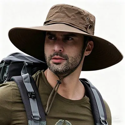 Produktbild von Sonnenhut Herren – Anglerhut Dunkelblau – breite Krempe, UV-Schutz UPF80+, wasserdicht & schnell trocknend – verstellbar & faltbar (55–58cm)