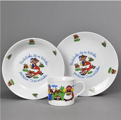 Obrázek produktu pro Dětská jídelní sada 3 dílná porcelán BUDULÍNEK