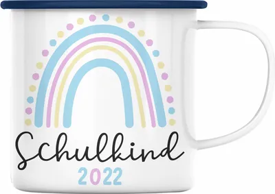 Produktbild von Trendation - Einschulung Mädchen 2022 Geschenk Emaille Tasse Schulstart 1. Schultag Schuleinführung Schulanfang Geschenkidee 2022 Schulkind Ich Glitzer Jetzt In Der Schule (Blau)
