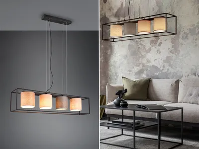 Produktbild von Trio Leuchten Pendelleuchte modern 4-flammig, 100cm breit, Metall Schwarz, E27