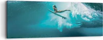 Produktbild von Bild auf Leinwand - Leinwandbild - Einteilig - Surfen Unterwasser Frau - 90x30cm - Wand Bild - Wanddeko - Wandbilder - Leinwanddruck - Bilder - Wanddekoration - Leinwand bilder - AB90x30-4898