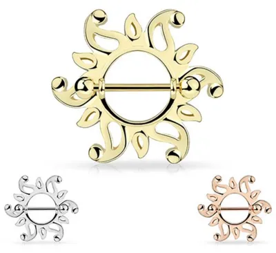 Produktbild von Brustwarzenpiercing Nippelpiercing „Tribal Sonne“ Nipple Shield Silber