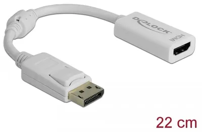 Produktbild von DeLOCK 61767, 0,125 m, DisplayPort, HDMI Typ A (Standard), Männlich, Weiblich, Weiß