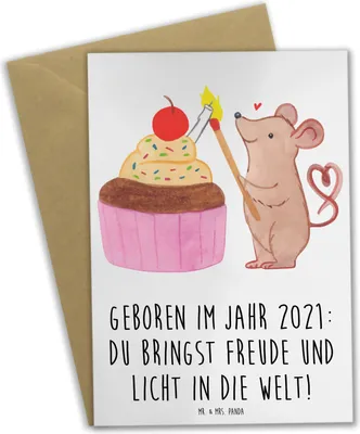 Produktbild von Mr. & Mrs. Panda Grußkarte 2021 Geburtstag Freude - Weiß - Geschenk, Geburt, weihnachtskarten, Geburtsjahr, und Licht, Geburtstagsgeschenk, Klappkarte, einladungskarten