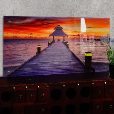 Produktbild von Glasbild T114, Wandbild Poster Motiv, 50x100cm  Steg