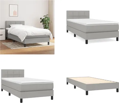Produktbild von vidaXL Boxspringbett mit Matratze Hellgrau 90x200 cm Stoff - Boxspringbett - Boxspringbetten - Bett - Schlafzimmermöbel