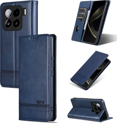 Obrázek produktu pro Kožené pouzdro pro Xiaomi 15, skládací peněženkové pouzdro s magnetickým uzávěrem a stojánkem modré