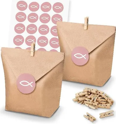 Produktbild von itenga SET 24x Geschenktüten + Klammern + Motivsticker (M165)