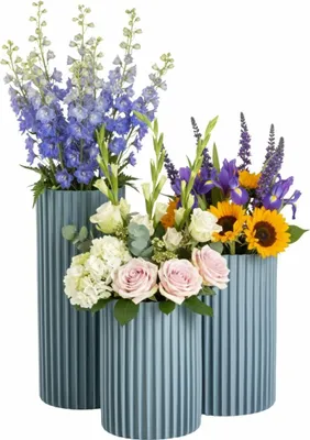 Immagine prodotto di HowHomely | Vaso per piante - Vaso decorativo - blu - Set da 3 - Vaso per fiori - in plastica - Vaso