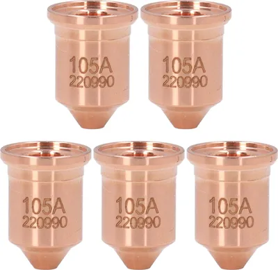 Zdjęcie produktu dla 5 sztuk 220990 Dysze mosiężne do palników do cięcia plazmowego PMX 65 85 105 125A Materiały eksploatacyjne
