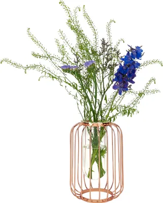 Immagine prodotto di QUVIO Vaso con aste - Vasi - Accessori decorativi - Vetro - Metallo - Oro rosa e trasparente - 16 x 16 x 22,5 cm (lxwxh)