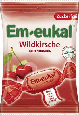 Image de Em eukal cerise sauvage pastilles contre la toux sans sucre et sans lactose 75g