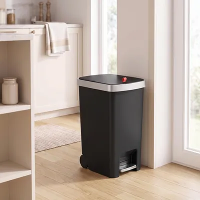 Produktbild von SONGMICS Mülleimer Küche, Abfallbehälter mit Deckel und Pedal, Softclose, 40 L, 37,8 x 29,8 x 54,2 cm, Schwarz