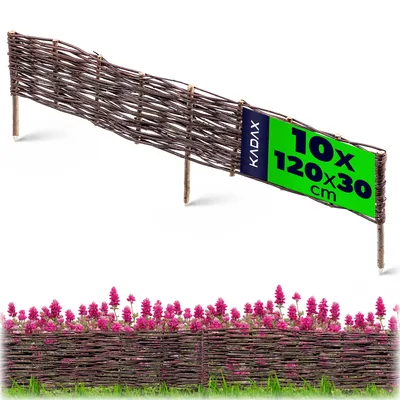 Produktbild von KADAX Palisade aus Weide "Hamre", natürlicher Weidenzaun, 30 cm, 10 Stück