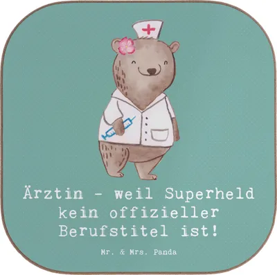 Produktbild von Mr. & Mrs. Panda Untersetzer für Gläser Ärztin Superheld - Meeresbrise - Geschenk, Beruf, Hingabe, gläseruntersetzer, Dankbarkeit, Tischuntersetzer, Coaster, Berufsalltag