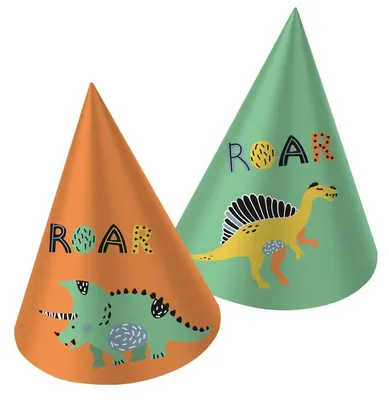 Produktbild von Paper Party Hüte Dino Roars, 6st.