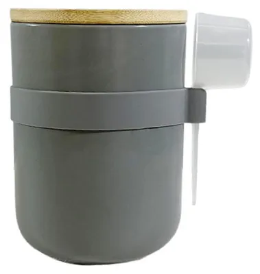 Keramik-Vorratsdose 800 ml mit Bambusdeckel & Löffel