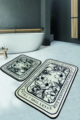 Zdjęcie produktu dla Mijolnir, Singleflo, zestaw dywaników kąpielowych (2 szt.), 100% POLIESTER, kremowy, 60 x 100 cm