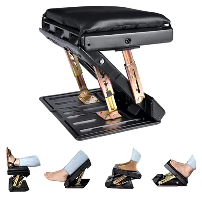 Produktbild von Verstellbare Fußstütze für Schreibtisch mit Massagefunktion, ergonomisch und höhenverstellbar für Büro und Zuhause (Schwarz)