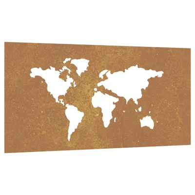 Produktbild von vidaXL Garten-Wanddeko 105x55 cm Cortenstahl Weltkarten-Design