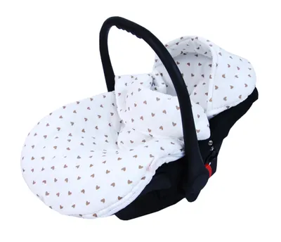 Produktbild von BabyLux Musselin Fußsack 90 cm – Atmungsaktiv für Babyschale, Kinderwagen & Buggy, Weiche Musselin Baumwolle md3 - Musselin Herzen Braun