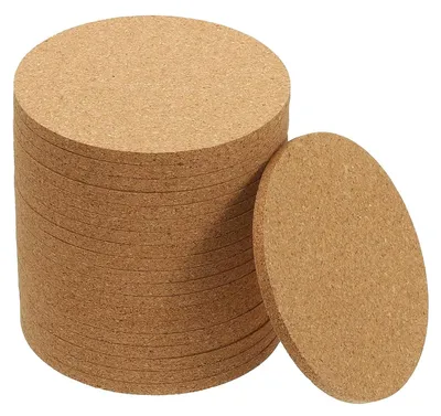 Image de Omgoods - Lot de 20 sous-verres ronds en liège, réutilisables et antidérapants