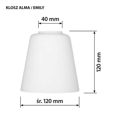 Zdjęcie produktu dla Activejet Klosz do lampy EMILY, Klosz oświetleniowy, Biały, Szkło, Lampa EMILY/ALMA, Sypialnia, Jadalnia, Domowe biuro, Salon, Biuro, 12 cm