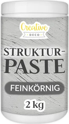 Obrázek produktu pro Creative Deco Strukturální pasta Jemnozrnný 2kg | šedá stěrková hmota pro akrylové malování | Modelovací pasta pro umělecké projekty, akrylové barvy, DIY, 3D efekty, textury