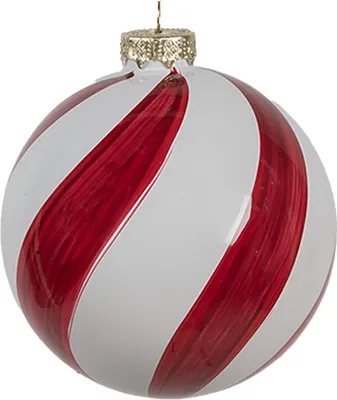 Productafbeelding van Clayre & Eef kerstbal, Ø 10x10 cm, rood-wit, glas