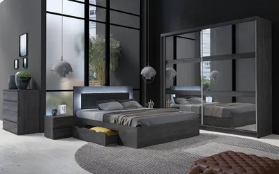Produktbild von Schlafzimmer Set 5-teilig mit Bettgestell 160x200cm in Esche TORTONA-166