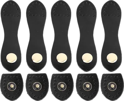Produktbild von 5 Set Leder-Druckknopfschnallen, weich, tragbar, zum Selbermachen, Nähen, Laschenverschluss für Handtaschen, Schultertaschen, Geldbörsen, schwarzes An