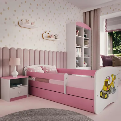 Produktbild von Kinderbett Jugendbett Bagger 70x140, 80x160, 80x180 cm - Komplettset mit Matratze, Schublade & Rausfallschutz