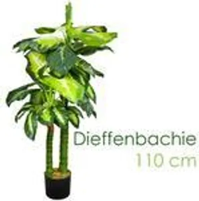 Produktbild von Dieffenbachie Kunstpflanze Künstliche Pflanze 110 cm Kunstblume Innendekoration Kunst Pflanze wie echt im Topf Decovego
