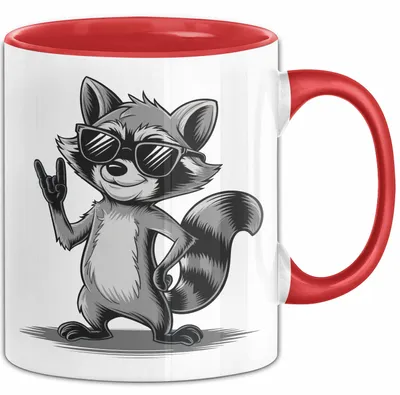 Produktbild von Waschbär Rockmusik Tasse Geschenk für Tiermusikliebhaber (Rot)