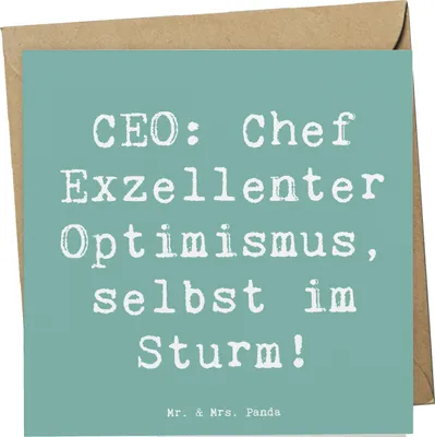 Produktbild von Mr. & Mrs. Panda Grußkarte Spruch CEO Optimismus - Meeresbrise - Geschenk, Klappkarte, Führungsposition, Berufsliebe, Herausforderungen, doppelkarte, Beruf, anlasskarte
