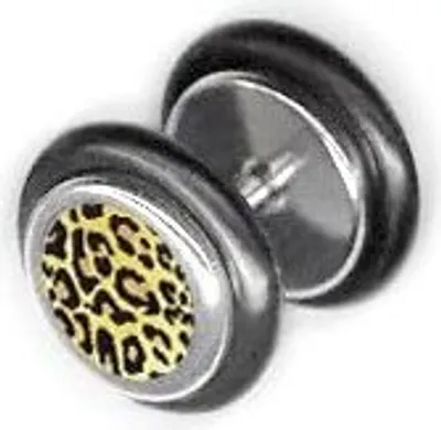 Immagine prodotto di Orecchio Stud Plug falso acciaio argento colore gomma anello Leopard Hrmu.148.8mm