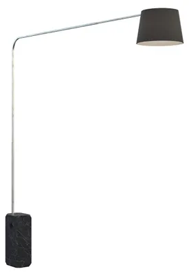 Zdjęcie produktu dla Nowoczesna lampa stojąca narożna, marmurowa podstawa, czarny abażur z tkaniny, 1 żarówka E27