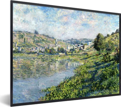 Produktbild von MuchoWow® Gerahmtes Poster Landschaft bei Vetheuil - Gemälde von Claude Monet 40x30 cm - Poster mit Schwarzem Bilderrahmen Wandposter Rahmen Foto Bilder - Kunstposter - Wanddekorationen