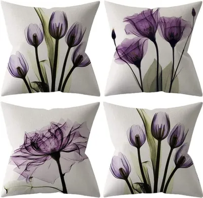 Produktbild von Kissenbezug 40x40 cm 4er Set-Kissen Dekorative Kissenhülle Sofakissen Zierkissen Couchkissen Muster Dekokissen für Sofa Couch Wohnzimmer Schlafzimmer