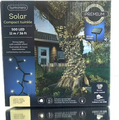 Produktbild von Lumineo Solar Compact Twinkle Lichterkette 1.100 cm 500 Lichter warmweiß