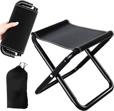 Imagen del producto de Silla plegable ligera, con estructura de aluminio, fabricada en tela Oxford, incluye bolsa de transporte, ideal para camping