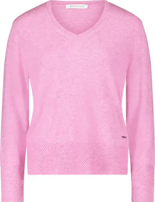 Produktbild von Betty & Co Damen Strickpullover V-Ausschnitt Langarm Melange 60 cm Länge