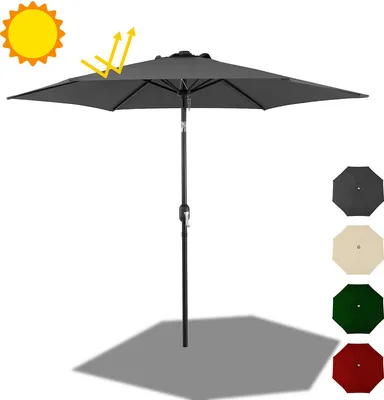 Produktbild von Jiubiaz Sonnenschirm Ø300cm, Gartenschirm, ohne knickbar, Schirmtuch mit PA-Beschichtung, UV-Schutz bis UPF 50+, ohne Ständer, grau