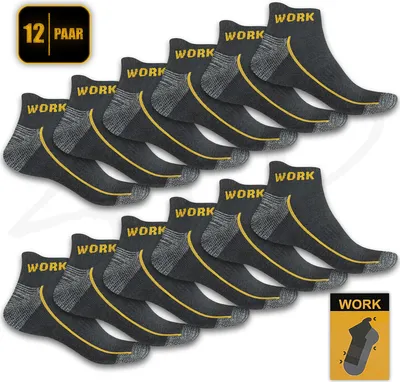 Produktbild von 12 Paar WORK SNEAKER SOCKEN ArbeitsSneaker | Größe 39-42 | Farbe Grau | Arbeitssocken Strümpfe Füßlinge Sneakers | kurze Socken