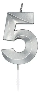 Immagine prodotto di Candela numerica per torte, 6 cm, argento, 5